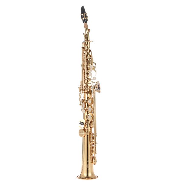 

brass straight soprano sax saxophone bb b flat woodwind instrument natural shell key carve pattern with case gloves cloth straps