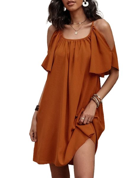 

cold shoulder solid dress d4yp#, Black;gray