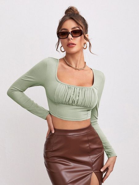 

ruched bust crop c1rq#, White