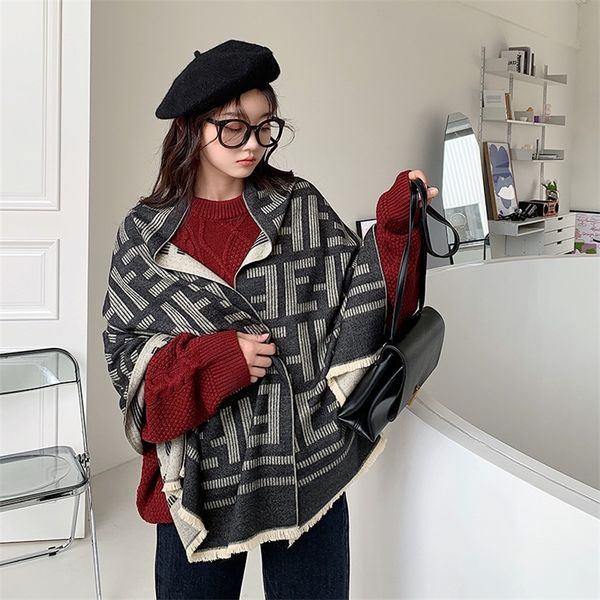 

62% off 2022 autumn and winter new scarves autumn imitation cashmere scarf warm thickened shawl bib, Blue;gray