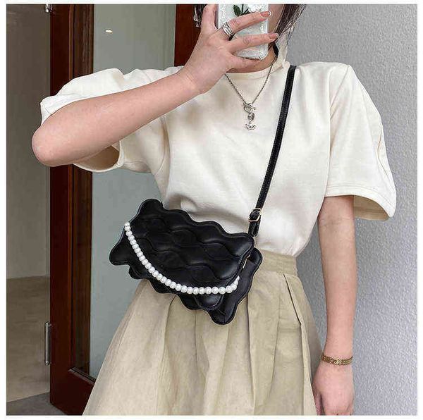 

evening bags small square ripple design summer wave pattern women s single shoulder simple diagonal fashion pearl hand held 220516