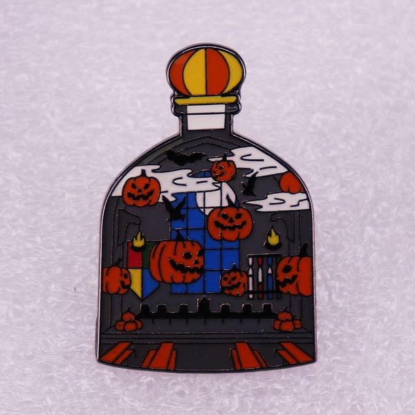 

palace landscape bottle brooch pumpkin bat ghost badge, Blue
