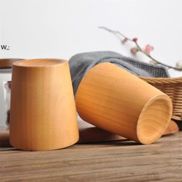 Tazza in legno naturale, tè, birra, vino, bicchieri, caffè vintage, succo, latte, legno, tazza per bere