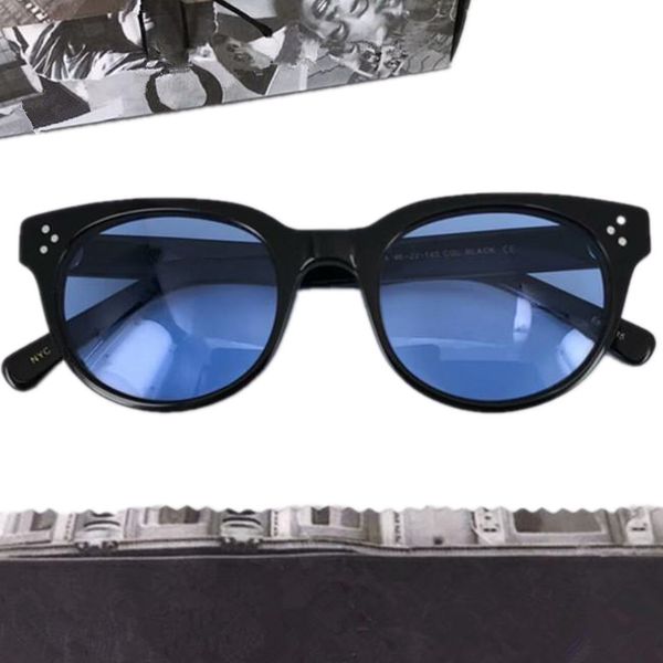 

new vid a retro-vintage polarized sunglasses uv400 48-22-145 tinted blue sun glasses prescription goggles pure-plank full-set packing, Black