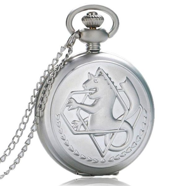Taschenuhren Metall Alchemist Dull Polish Theme Uhr Quarz Fob Anhänger Uhr Geschenke Steampunk Kette für MenPocket