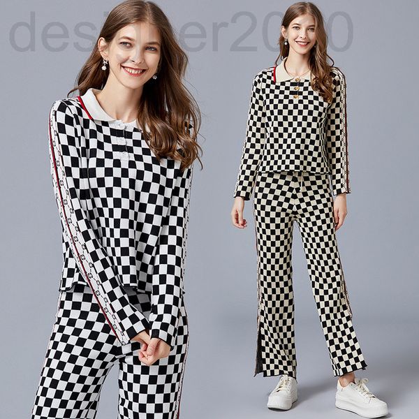 

women's polos designer 2021 autumn new women's fashion knitted + pants two-piece set hao4, White