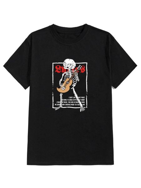

romwe guys skeleton print tee g7mj#, White;black