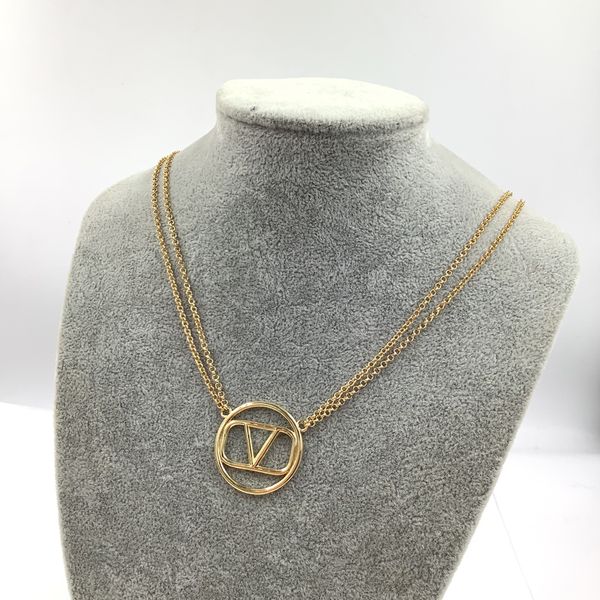

charm fashion gold zircon pendant necklace design luxury brand jewelry designer letter v women 18k gold simple neck chain factory retail who, Silver
