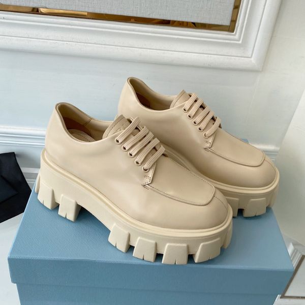 

designer shoes men women soft cowhide platform sneakers p triangle loafers rubber black shiny leather chunky round head sneaker thick b