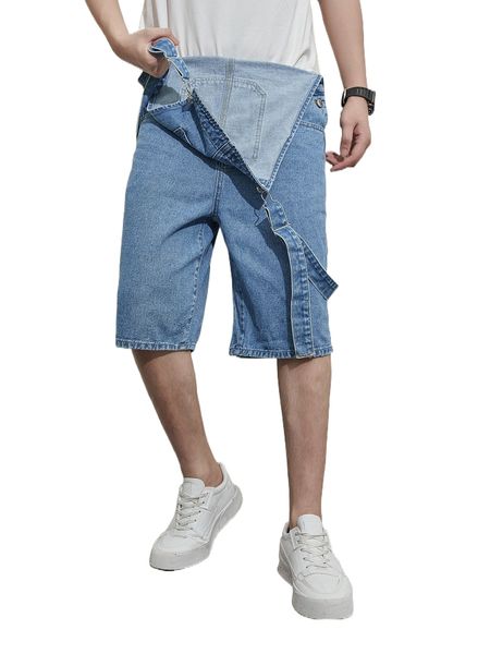 

men slant pocket denim overalls without k49v#, Blue
