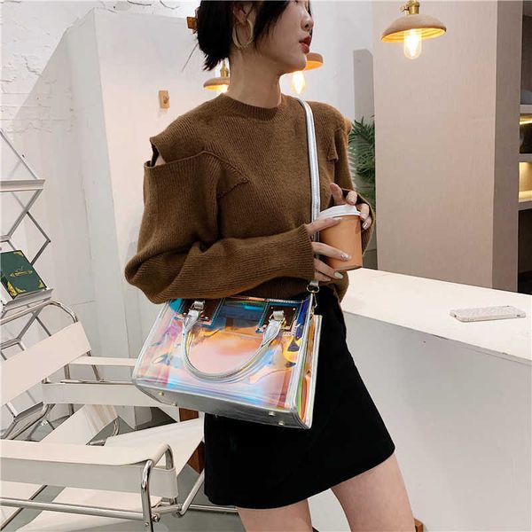 

showecomfort01 store 2022 small bags new messenger women's shoulder bags sradium shooter bill of lading shoulder transparent jelly moth