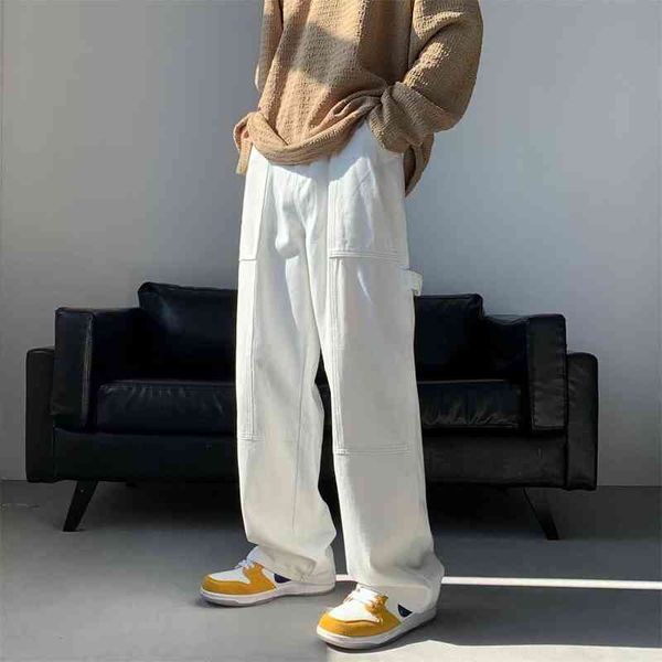 

white wide leg jeans for teens fashion trends loose cargo clothing mens baggy straight denim pants designer patchwork streetwear t220726, Blue