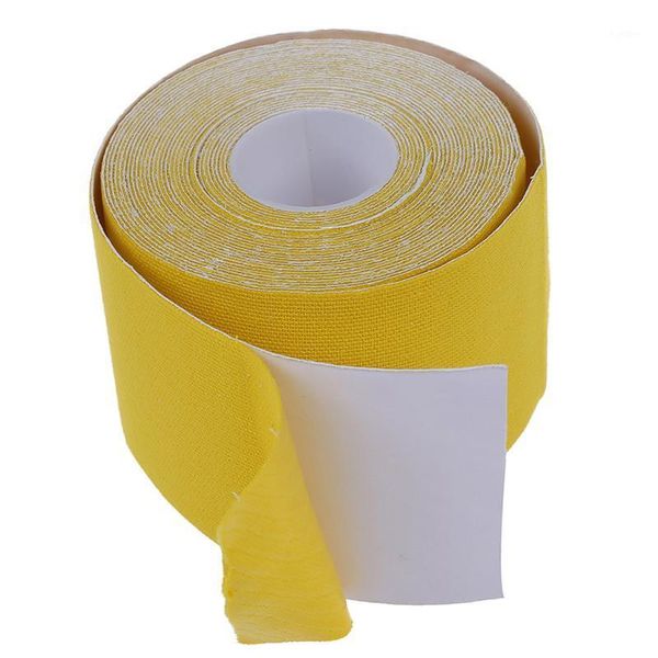 Ginocchiere per gomiti 1 Rotolo Sport Kinesiologia Muscoli Cura Fitness Nastro per la salute atletica 5M * 5CM - Giallo