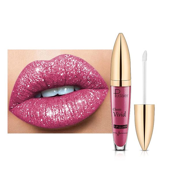 Lip Gloss Metallic Glitter Rossetto liquido Trucco duraturo e impermeabile brillante 04 Commercio all'ingrosso