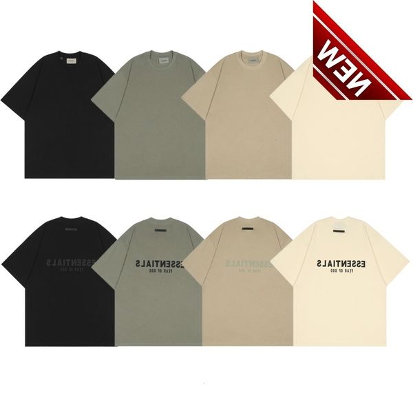 

fog essentials multi line ins season 7 high street men's and wo summer new back pressure glue short sleeve t-shirt, White;black