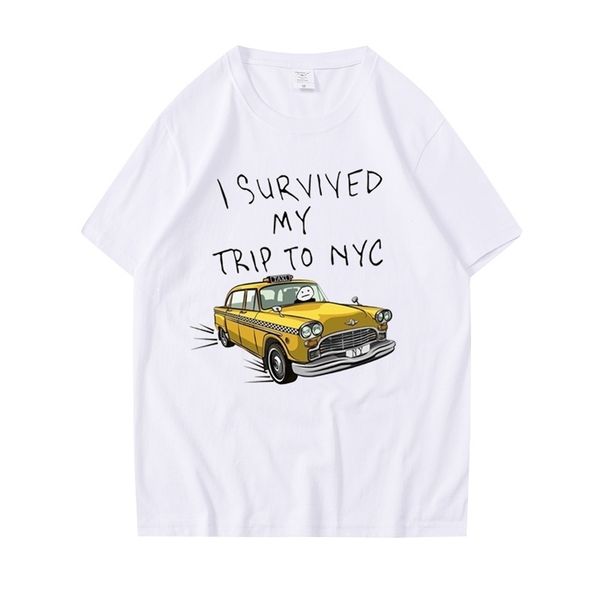 

tom holland same style tees i survived my trip to nyc print casual 100%cotton streetwear men women fashion t shirt 220607, White;black