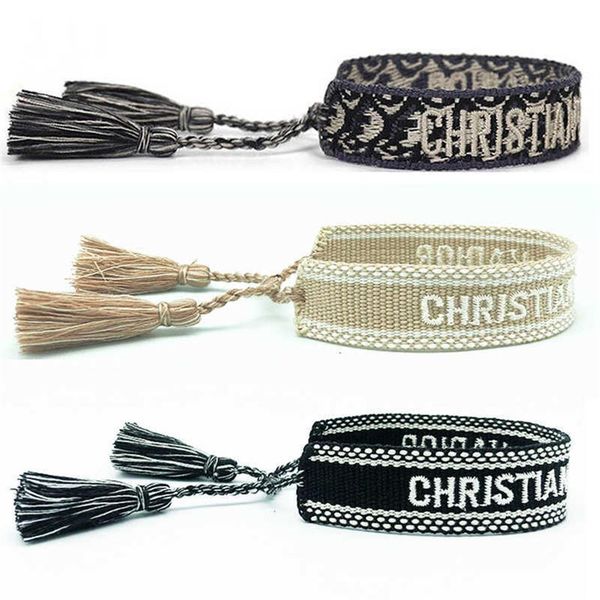 

jewelry handmade signature embroidered color cotton bracelet women's men woven tassel adjustable bracelet lover gift x0710288z, Black