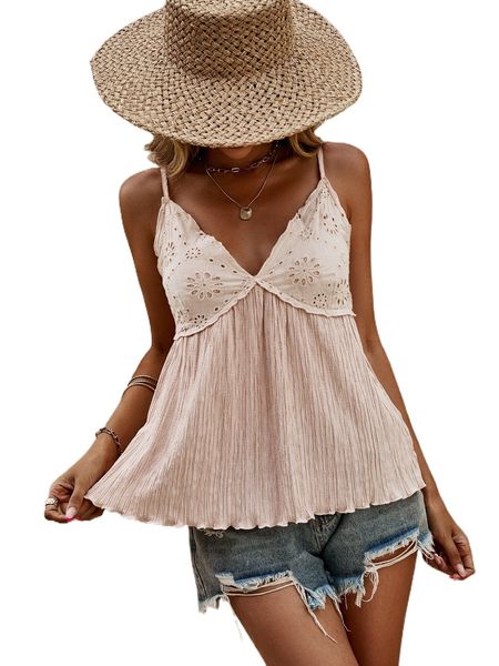 

contrast eyelet embroidery cami g4ao#, White