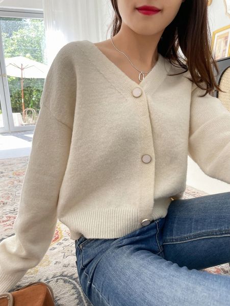 

dazy drop shoulder button front cardigan j09t#, White;black