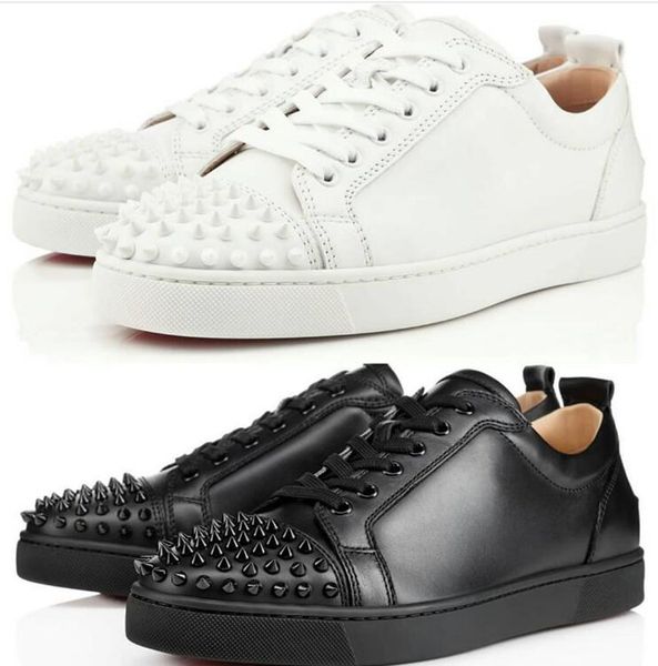 

name brand mens dress shoes spiked sneaker red sole junior spike flats orlato flat suede leathers calf leather lace up trainers box 35-47 bl, Black