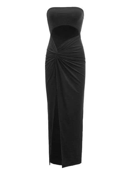 

twist front cutout detail tube dress 27gw#, Black;gray