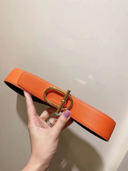

men's belt classic gold buckle silver buckles double-sided leather belts woman casual fashion versatile simple belts for men designer q, Black;brown