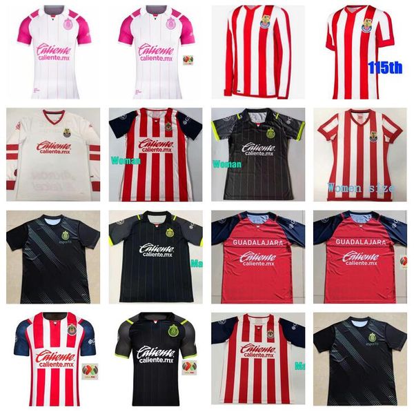 

liga mx 2021 2022 2023 chivas soccer jersey 115th long sleeve anniversary special macias i.brizuela a.vega home away 3rd 21 22 23 football m, Black;yellow