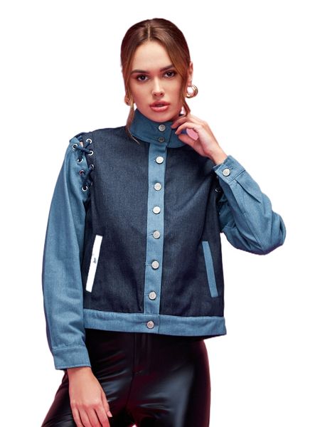 

x audrey ion mock neck lace up colorblock jacket y7pa#, Black;brown