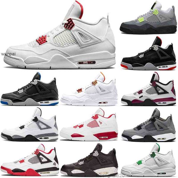 

2022 2021 men high basketball shoes 4 4s black cat court purple university red neon bred alternate motorsport orange metallic white cement