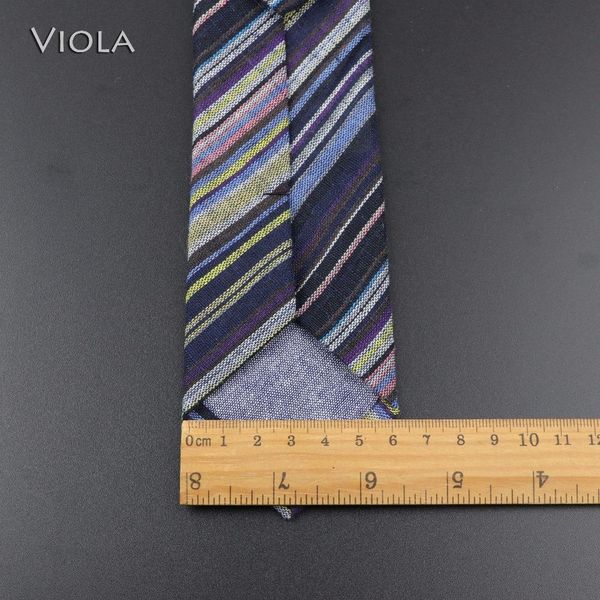 Çiçek ekose çizgili yumuşak boyun kravat 6.5cm kaliteli rahat pamuk keten kravat iş smokin erkekler cravat aksesuar