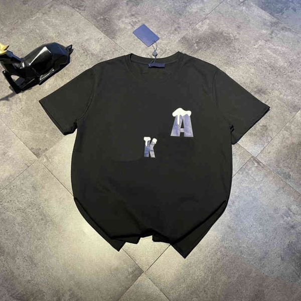 

women's t-shirt spring donkey family men's and women's same style couple's snow mountain melting letter short sleeve t-s, White