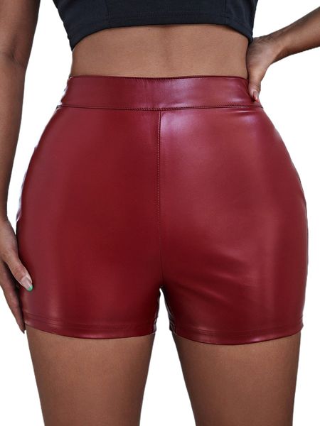 

sxy high waist pu leather shorts 48mp#, White;black