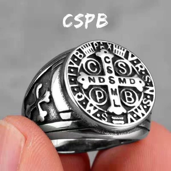 Крутые мужские стиль CSPB Cross Ring Ring Кольца из нержавеющей стали украшения