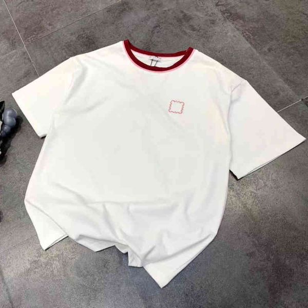 

women's t-shirt sprin and summer color blockin embroidery casual women's short sleeve slim trendy cotton t-shirt, White