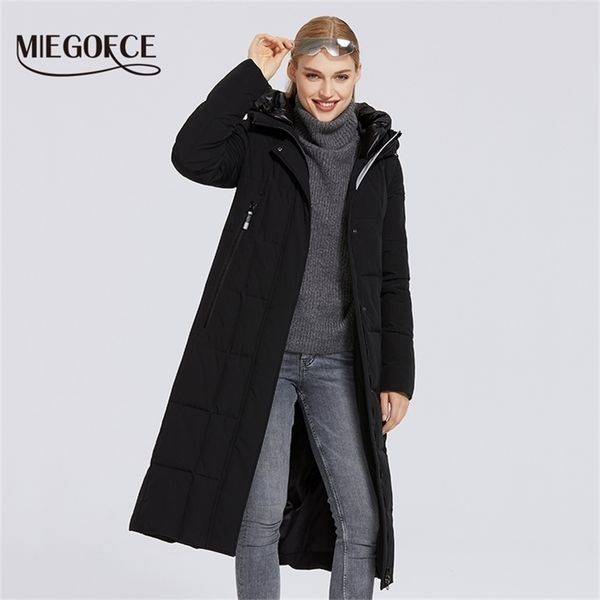 

miegofce winter womens clothes long down parka thickened simple style windproof jacket women coat fashion female y201012, Black