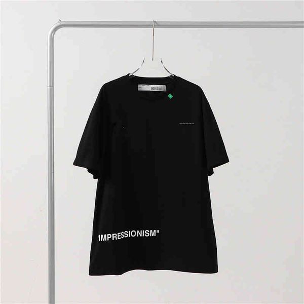 

ow99 street yellow tape arrow cordon short sleeve t-shirt fashion brand men's and women's bottom shirt35rn, White;black