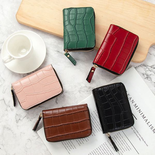 

hbp coin purses women business card holder bags pu credit zipper hardware wallet credit id bank cardholder case man plain leather wallets th, Red;black