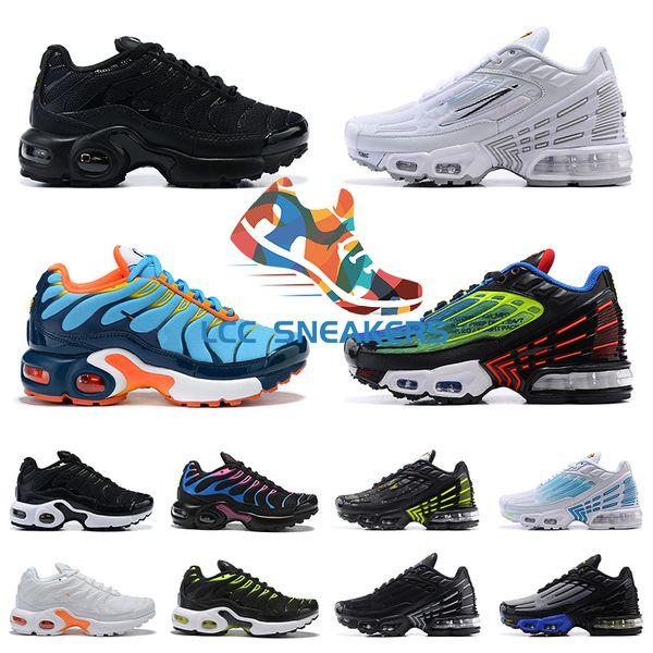 

kids tuned tn plus 3 iii running shoes tn3 ultra youth hyper laser obsidian blue green triple black white sneakers