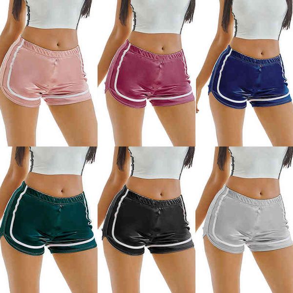 

women's 2396# high stretch yoga shorts sports running peach hip shorts large, White;black