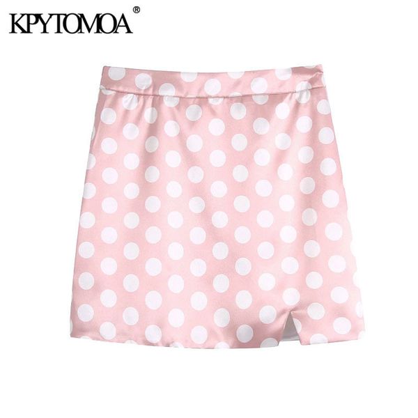 

women sweet fashion polka dot print mini skirt vintage high waist back zipper female skirts mujer 210416, Black