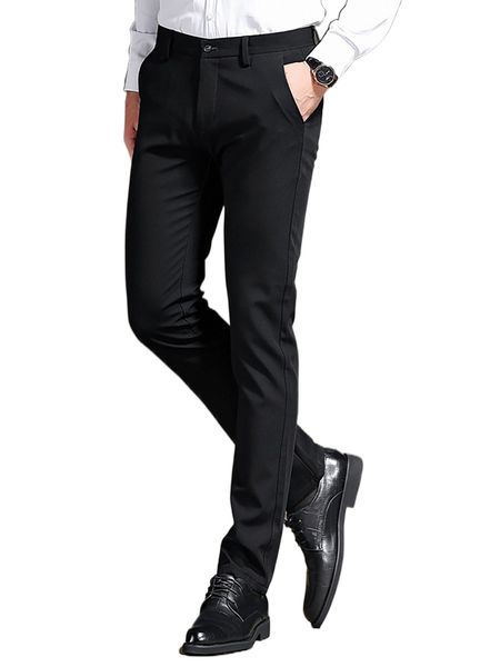 

men solid slant pocket suit pants e8tg#, Black