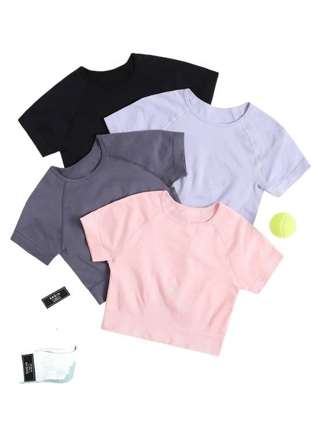 

4 pack raglan sleeve sports tee h6q1#, Gray