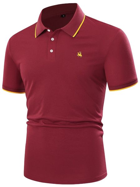 

men horse & figure embroidery contrast trim polo shirt w0np#, White;black