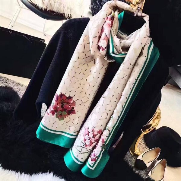 

girls fashion silk scarf for women spring designer scarfs long scarves wrap with tag 180x90cm shawls281c, Blue;gray