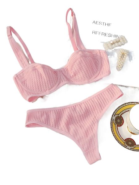 

textured push up lingerie set n1qk#, Black;red