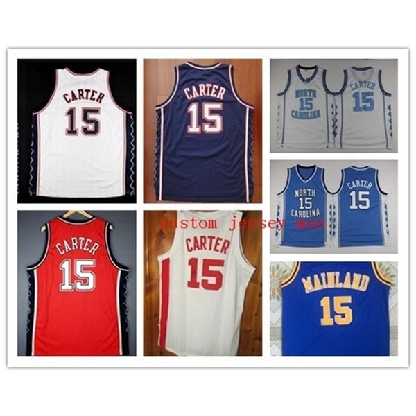 NC01 Basketbol Forması Yeni North Vince 15 Carter Jersey Gerileme Nakış Kırmızı Donanma Retro Özel Yapımı Çift Dikişli Büyük Boy S-5XL