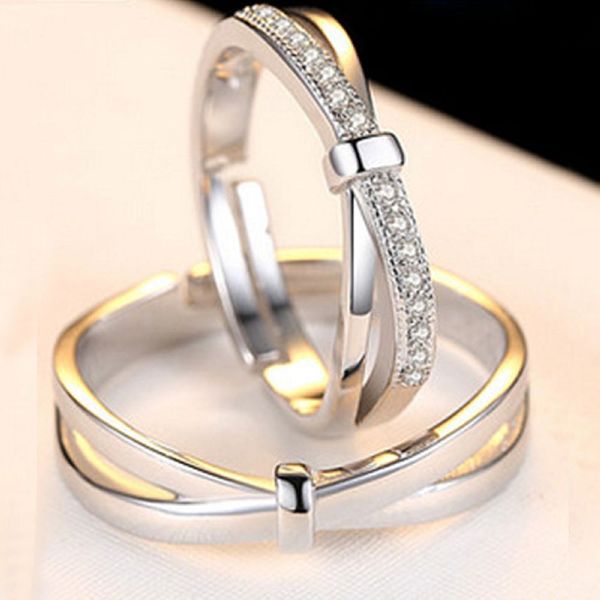 Классический поворот регулируемый открытый кольцо кольцо медная платиновая платиновая мужчина женщин обручальный палец