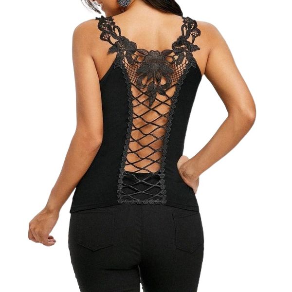 

women's tanks & camis women o-neck lace shoulder straps back hollow out vest blouse t-shirt strap sling knitting ladies a2xv#, White