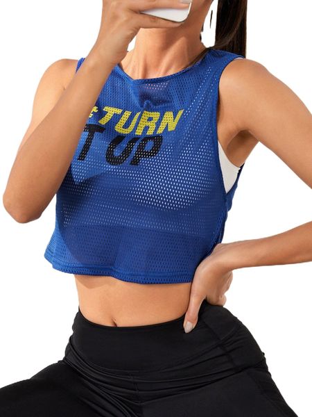 

slogan graphic sports tank 95zf#, Gray