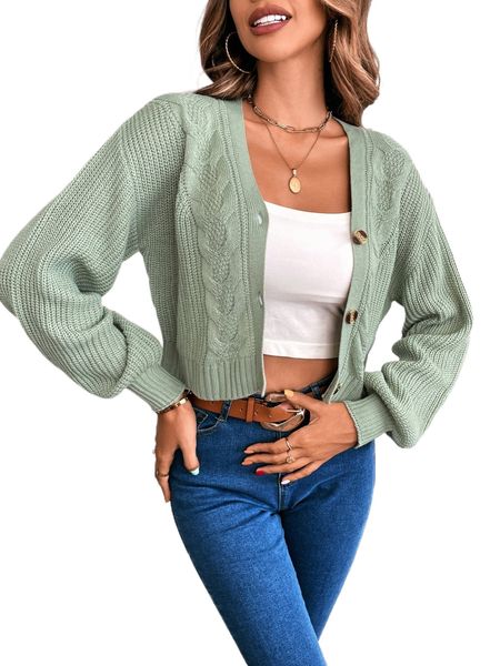 

cable knit drop shoulder cardigan r1l9#, White;black